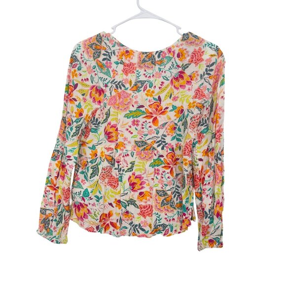 Old Navy Womens XS Floral Print Blouse V-Neck Long Sleeve 100% Rayon Lightweight - Picture 8 of 10